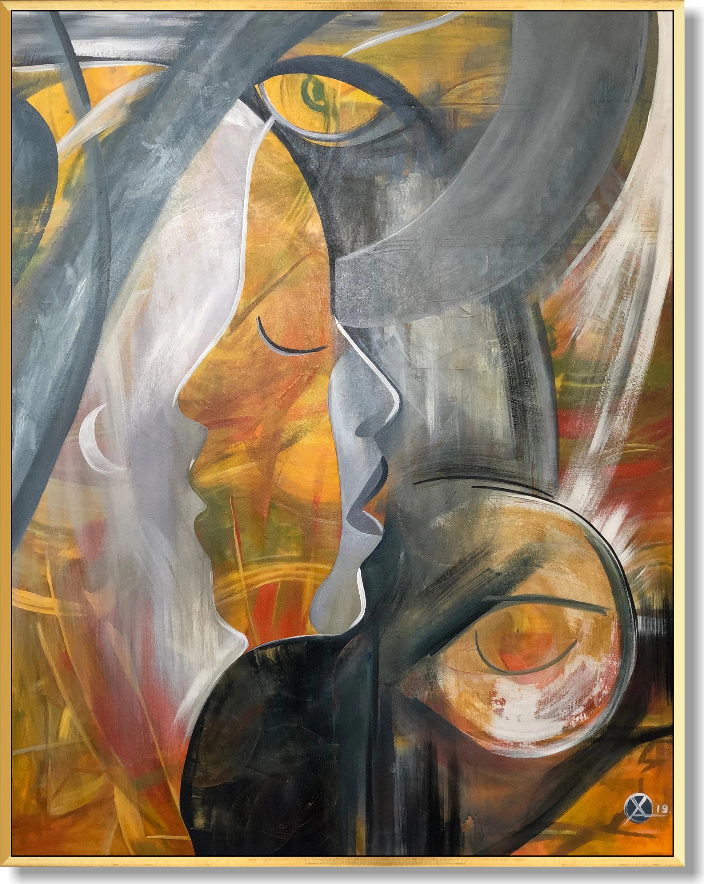 Abstract acrylic faces painting MOON DIVA