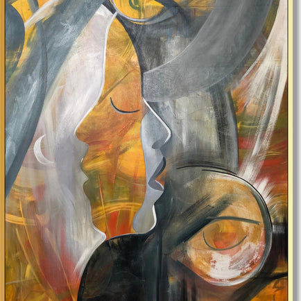 Abstract acrylic faces painting MOON DIVA