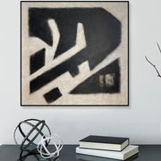 Original Abstract Black and White Paintings on Canvas Geometric Minimalist Art, Modern Textured Oil Painting for Home Wall Decor | WILD DREAMS