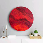 Abstract Red Oil Painting Original Colorful Wall Hanging Artwork Modern Round Decor for Home | RED ABYSS