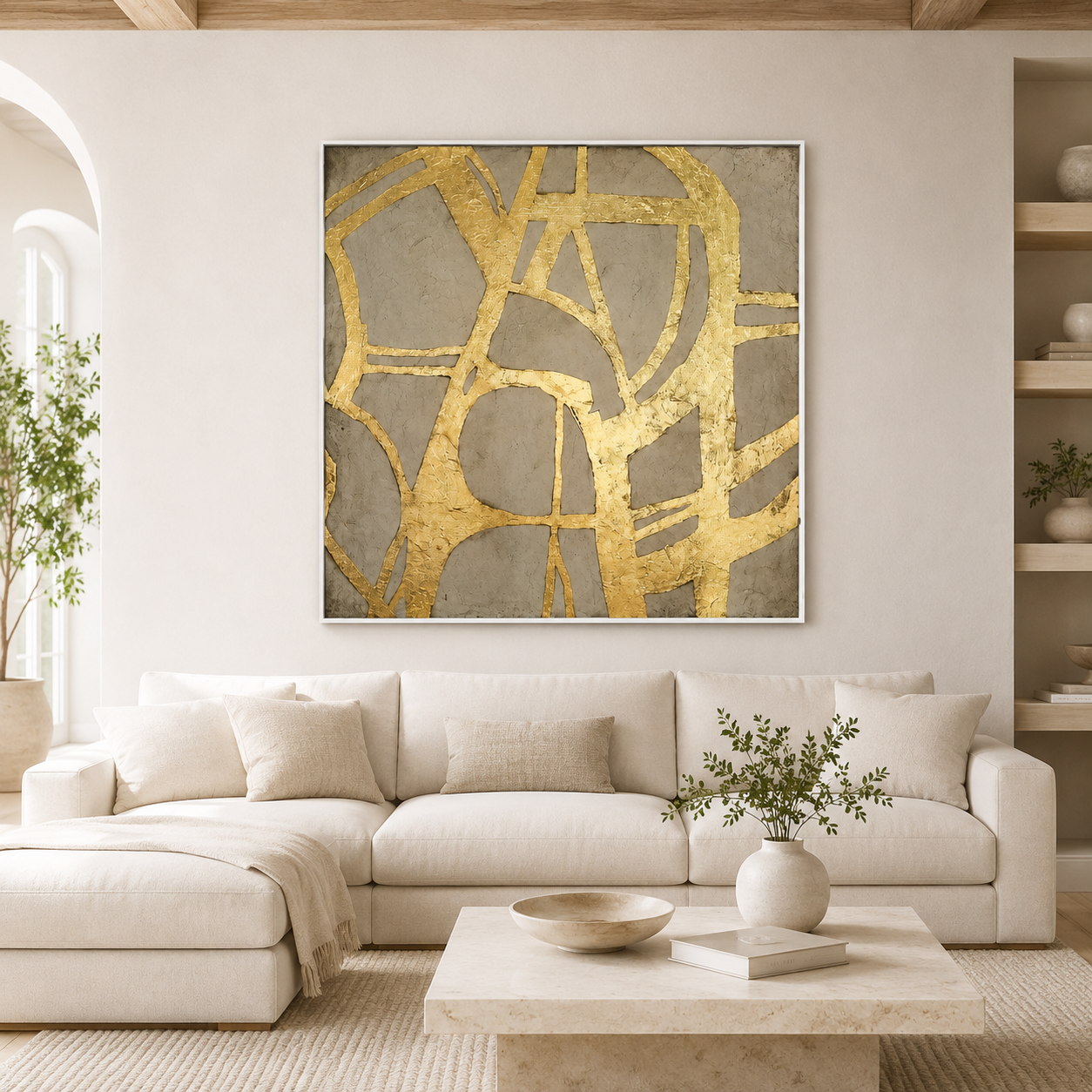 Golden line abstract modern art GOLDED GATE