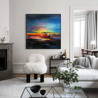 Original Colorful Abstract Sunset Paintings on Canvas Modern Heavy Textured Fine Art Contemporary Oil Painting | COLORFUL SUNSET 60"x60" - Trend Gallery Art | Original Abstract Paintings