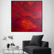 لوحة أكريليك تجريدية على قماش أصلية كبيرة باللون الأحمر لوحة بيضاء فن الملمس | CRIMSON LAKE