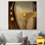 Large Abstract Brown Paintings On Canvas Original Gold Oil Painting Contemporary Hand Painted Art | PORTAL TO THE EDGE 40"x40"