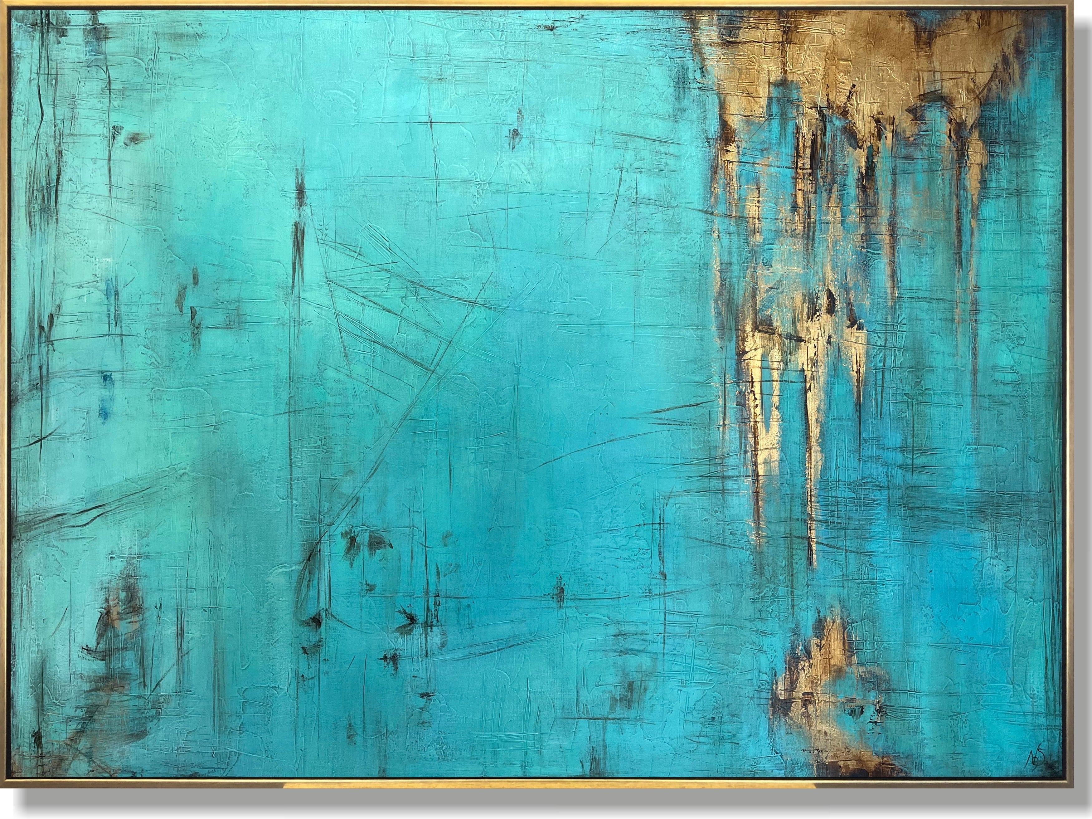 Blue green abstract painting ACE