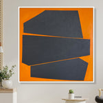 Abstract oil painting on canvas Living room wall decor modern black and orange Living room art Office painting | PHANTOM