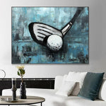 Original Golf Club and Ball Acrylic Painting Abstract Sport Gift Wall Art for Living Room Decor | GOLF CLUB