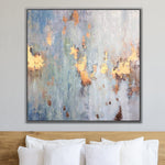 Gray Abstract Painting Gold Leaf Texture Art Abstract Original Painting On Canvas | THROUGH TIME