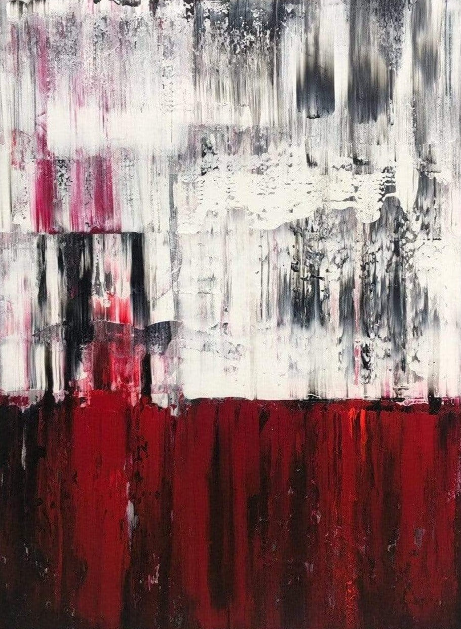 Abstract Red Painting Large Original Oil Art Expressionism Painting Red and White Art Heavy Textured Art Splash Painting Fine Art | EDGE OF COLOR 54"x36" - Trend Gallery Art | Original Abstract Paintings