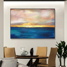 Large Blue Wall Art Abstract Ocean Painting Sunset Painting Canvas Extra Large Wall Art Framed Abstract Modern Art Xl Painting On Canvas | SUMMER SUNSET - Trend Gallery Art | Original Abstract Paintings