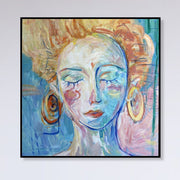 Original Female Oil Portrait Abstract Woman Painting On Canvas Colorful Modern Wall Art Decor | DROWSY MARY