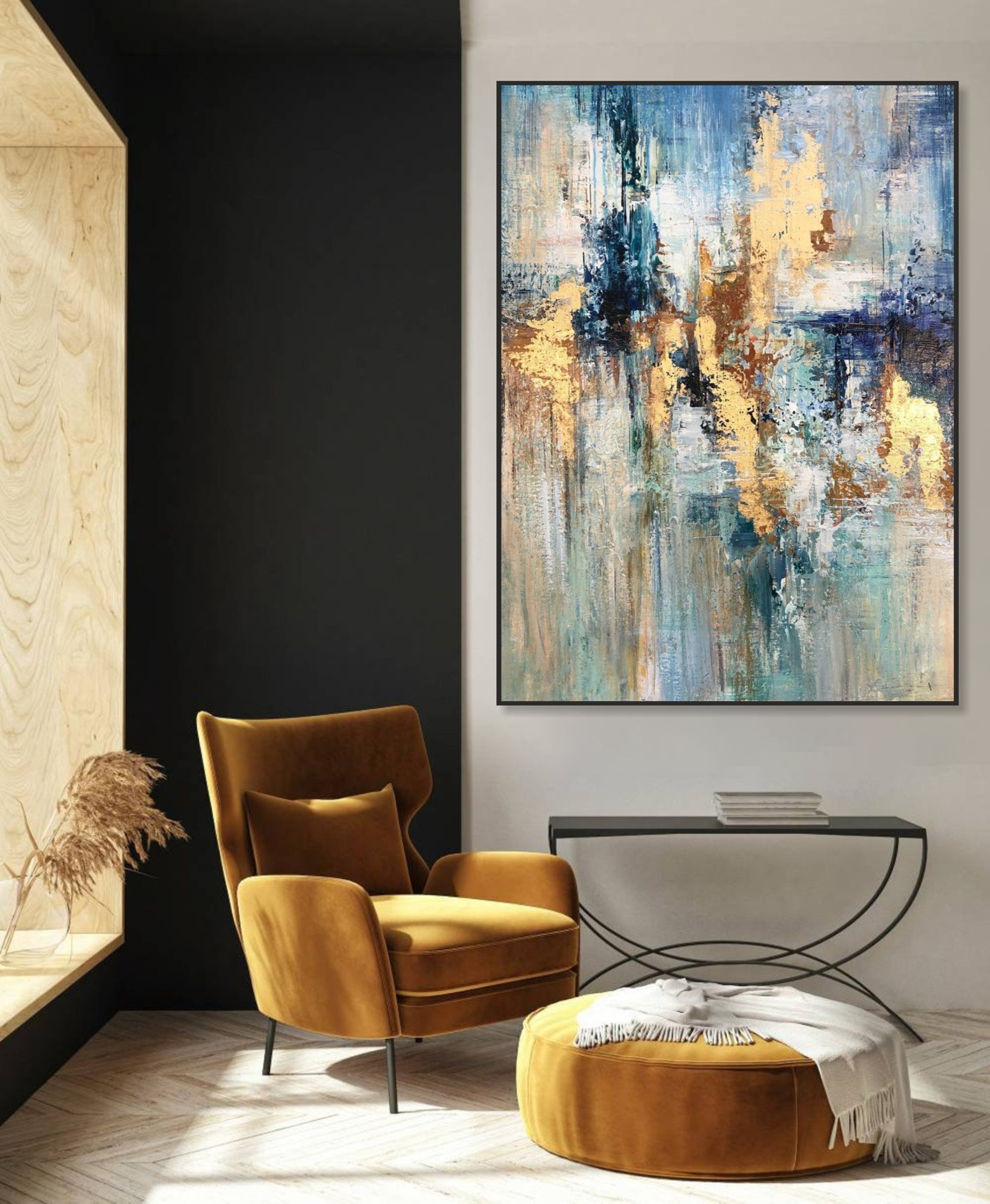 Abstract Gold Leaf Custom Oil Painting Original Textured Wall Art