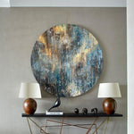 Abstract Round Wall Hanging Oil Painting Original Gold Leaf Modern Artwork Decor for Living Room | GOLDEN IMMERSION