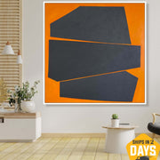 Black and orange art canvas Square painting Minimalist painting Home decor Abstract painting Original wall art Decorations For Living Room | PHANTOM 32"x32"