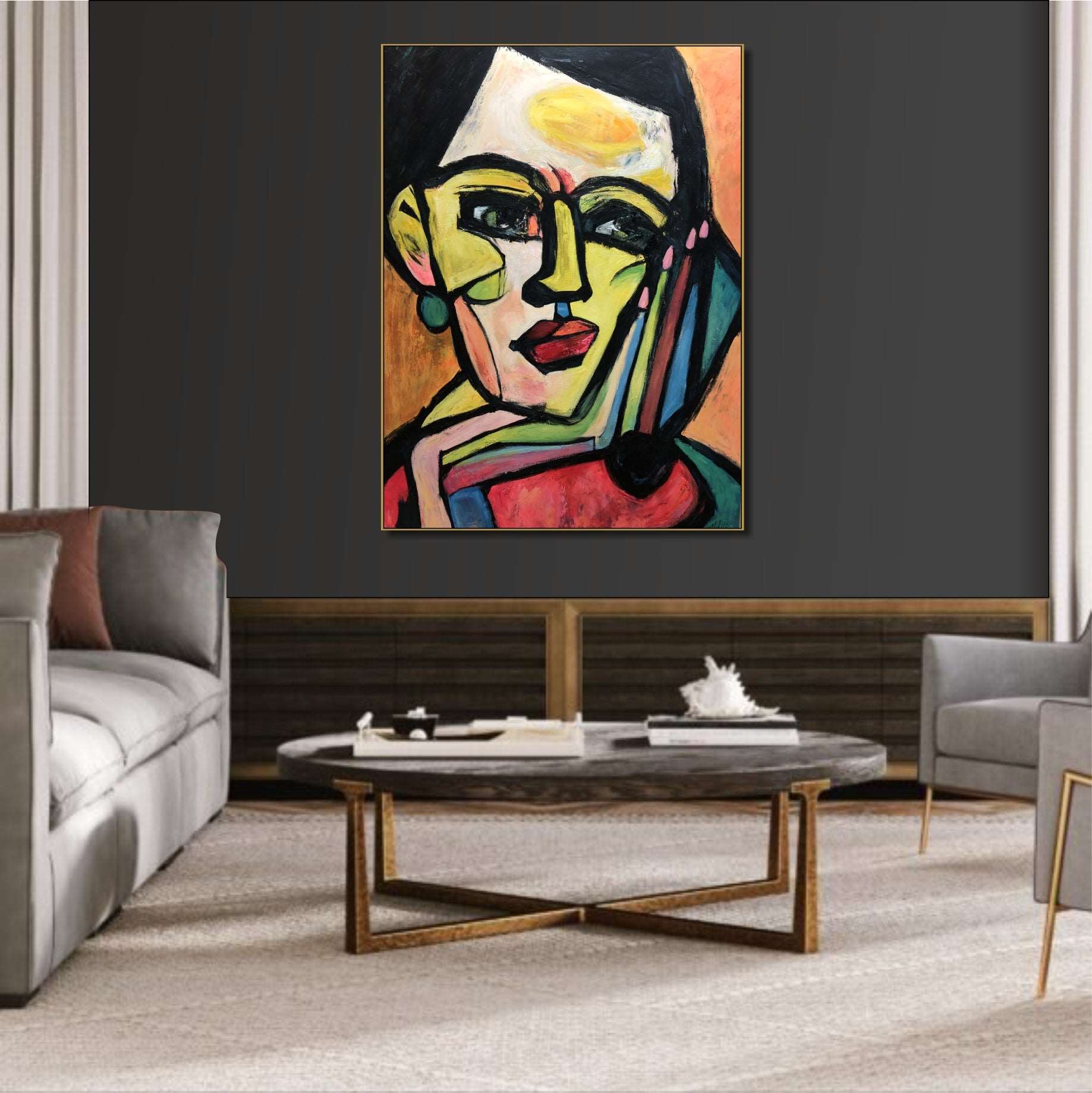 Abstract cubism painting FRIDA KAHLO