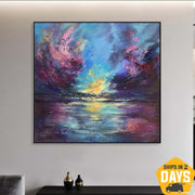 Abstract Acrylic Painting On Canvas Colorful Paintings On Canvas Sunset Painting Contemporary Art Unique Painting Modern Art | TWILINGHT SYMPHONY 33.4"x33.4"