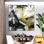 Acrylic Painting On Canvas Wall Living Room Wall Art Painting Custom Painting Frame Painting Oil Paintings On Canvas Original | WHITE AND BLACK 43 39.3"x39.3"