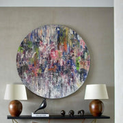 Original Abstract Colorful Round Wall Hanging Oil Paintings On Canvas, Textured Expressionist Artwork, Modern Handmade Painting Wall Decor | MISTED GLASS