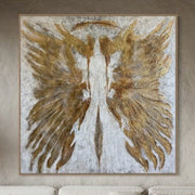 Abstract Golden Wings Paintings On Canvas, Textured Oil Painting, Modern Contemporary Artwork is a Perfect Decor for your Living Room | GOLDEN WINGS