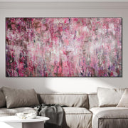 Abstract Colorful Oil Custom Painting Original Watercolor Style Modern Pink Wall Art Decor for Living Room | PINK NOISE