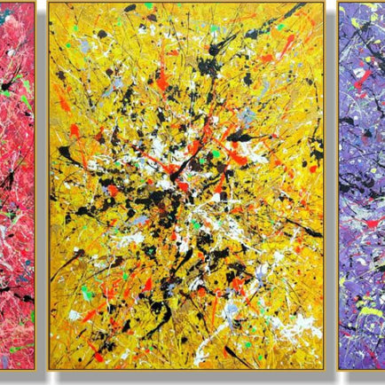 Abstract painting set of 3 TRIPLE SPLASH