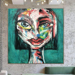 Large Cubist Painting Original Pop Art Painting Original Woman Face Painting Pop Art Creative Painting | LADY BIRD