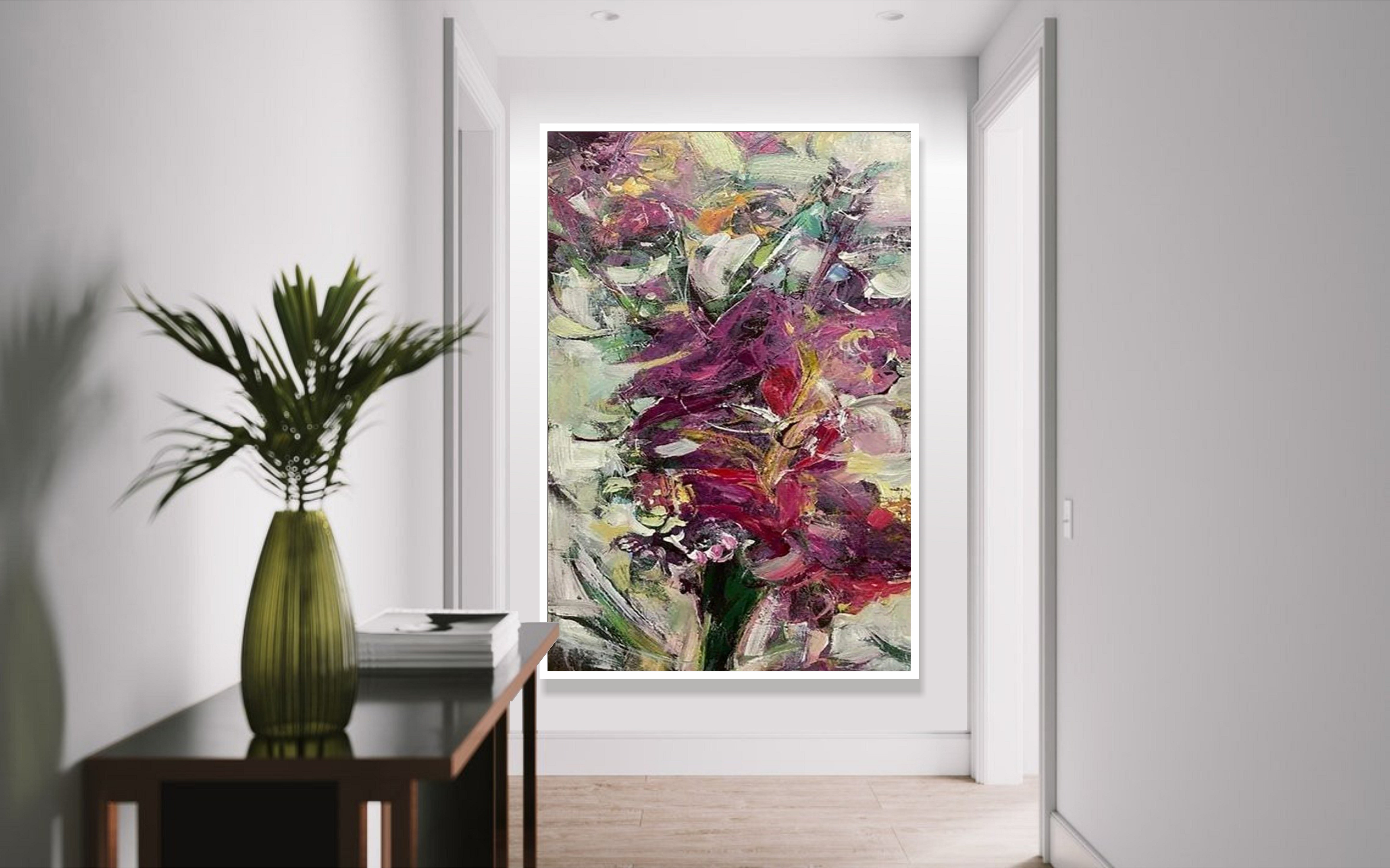 Original Abstract Oil Paintings On Canvas Flowers Bouquet Colorful Pai