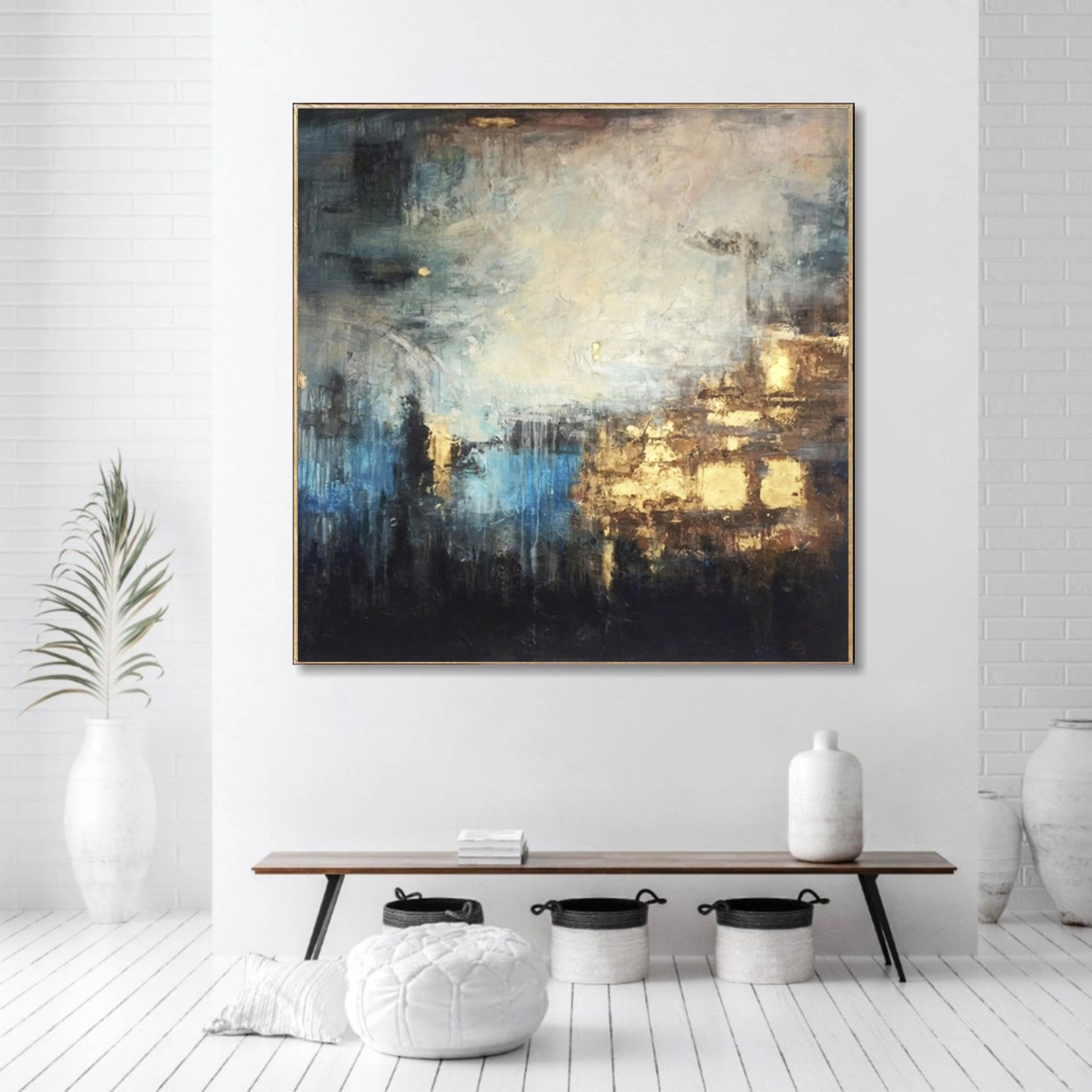 Abstract Art in Deep Blue and White | NIGHT SKY - Trend Gallery Art | Original Abstract Paintings