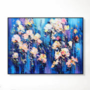 Original Bloming Blue Flowers Field Paintings On Canvas, Abstract Floral Artwork, Romantic Acrylic Painting, Textured Hand Painted Art Decor | BLUE FIELD