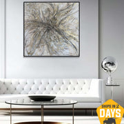 Large Abstract Beige Paintings On Canvas Original Acrylic Painting Hand Painted Art Modern Textured Wall Hanging Decor for Bedroom | TRANQUILITY 40"x40"