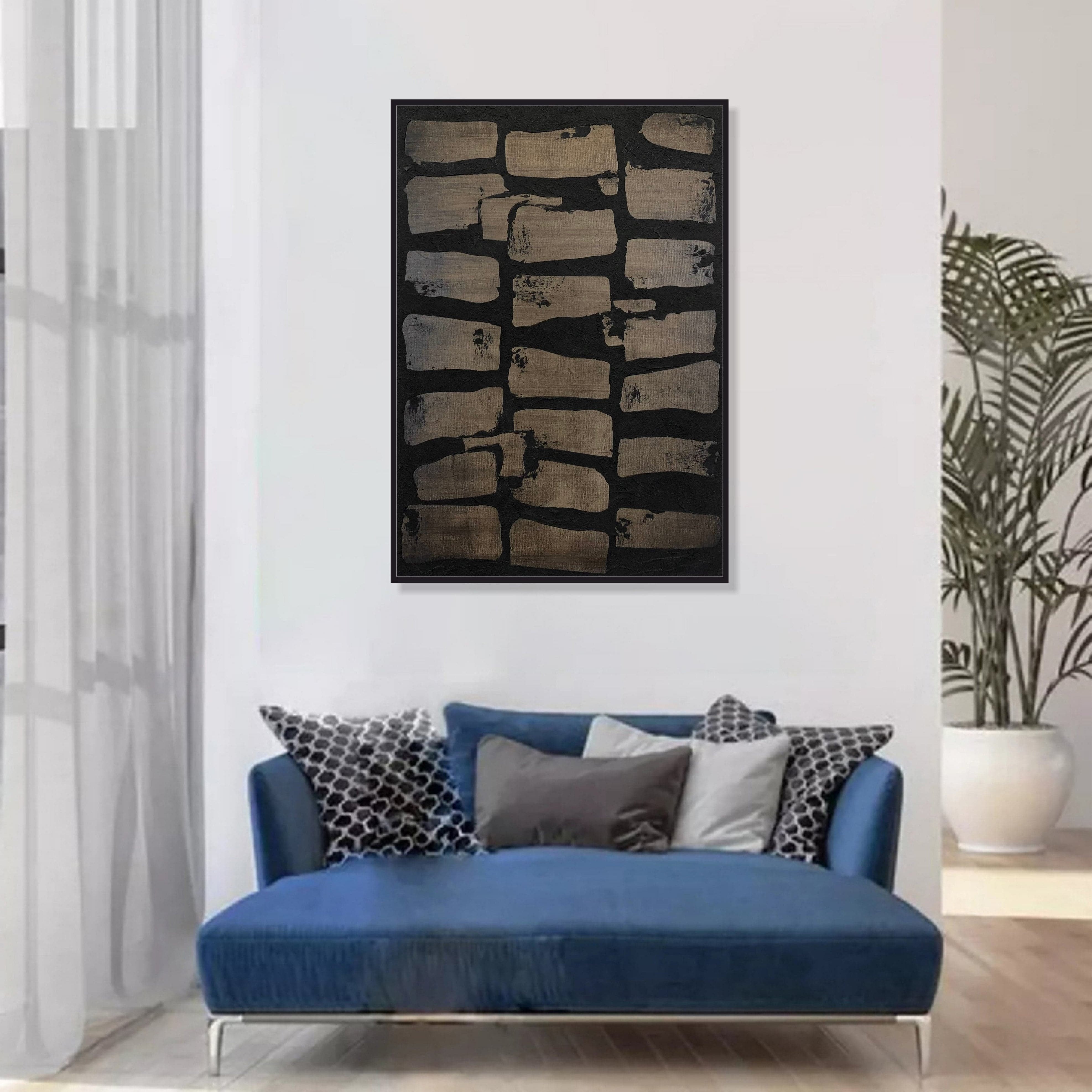 Abstract Stones Acrylic Painting Original Modern Wall Hanging Artwork for Living Room Decor | PAVING STONE - Trend Gallery Art | Original Abstract Paintings