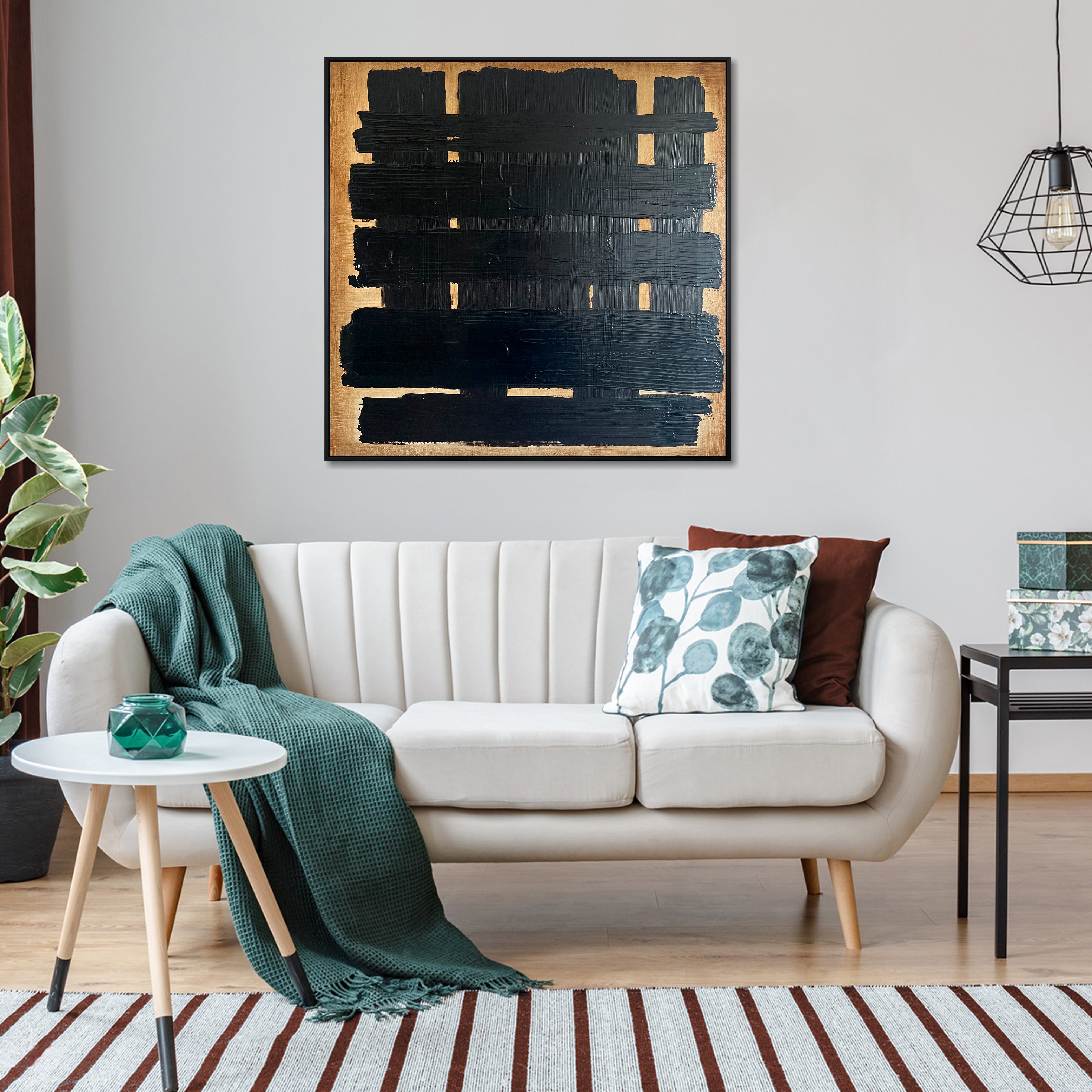 Geometric minimalist contemporary painting BLACK LATTICE