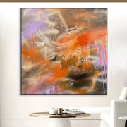 Wall Large Canvas Art Hand Art Oversize Art Orange Painting Canvas Colorful Art Contemporary Art Acrylic Painting Frame Painting | SUNSET SPLATTER