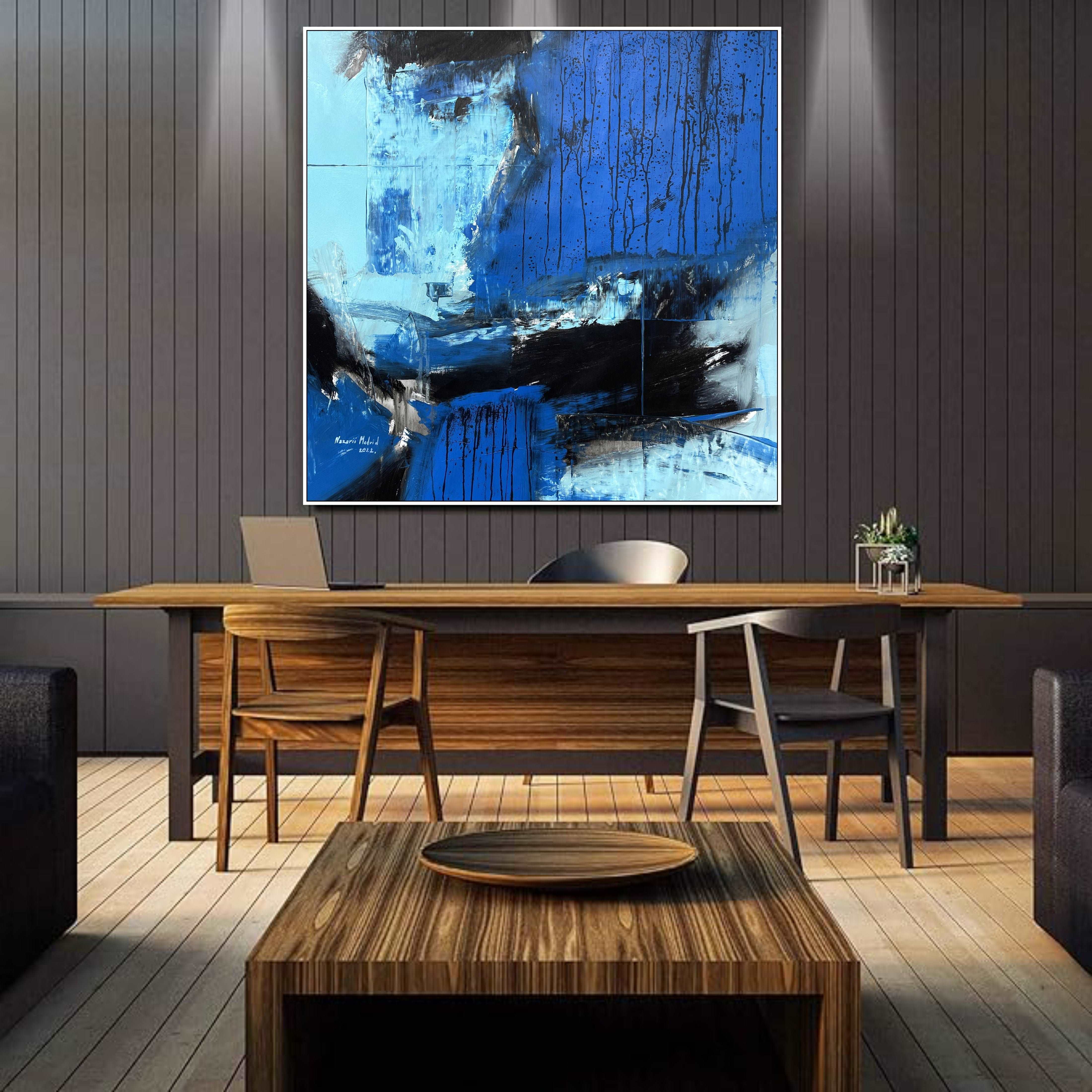 Abstract Blue Paintings On Canvas ASSOCIATION 215 27.5"x29.5"