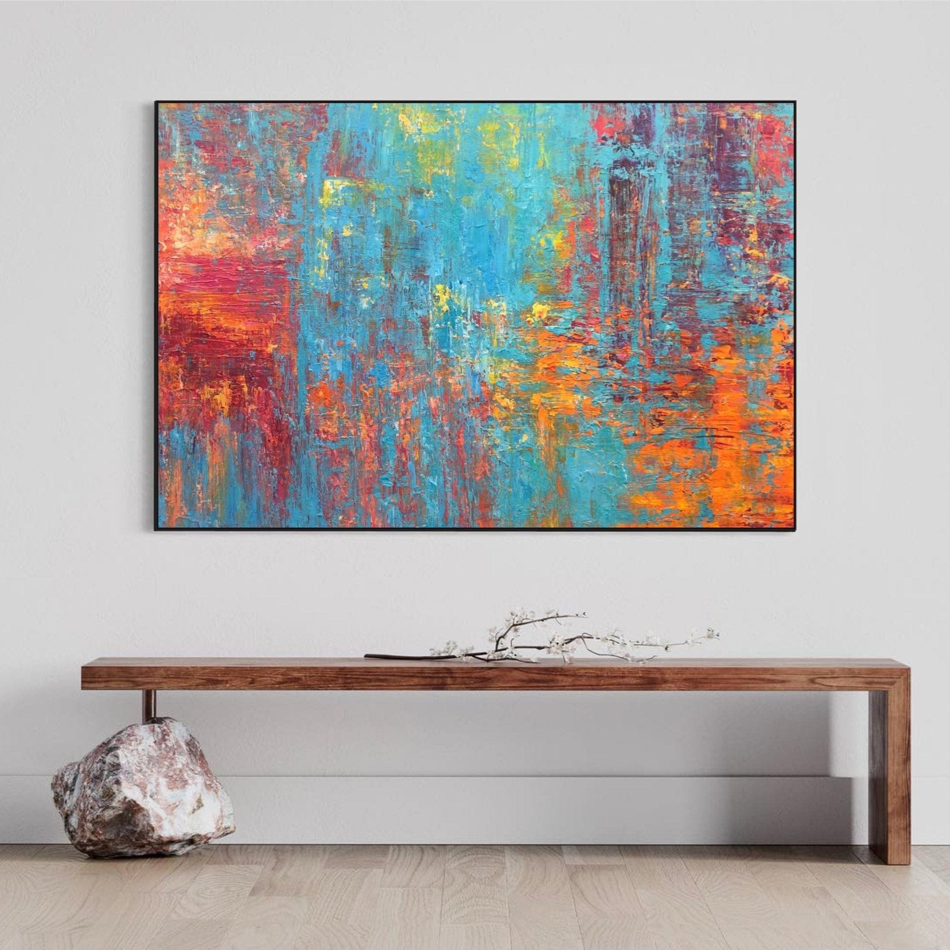 Original Colorful Acrylic Painting Textured Modern Wall Art Wall Hanging Artwork for Office | RIOT OF COLORS - Trend Gallery Art | Original Abstract Paintings