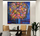 Exclusive Bouquet Of Flowers Original Handmade Paining Colorful Wall Art Frame Modern Abstract Painting Neo-Expressionism Contemporary Art | SHAPPIRE BOUQUET 46"x46" - Trend Gallery Art | Original Abstract Paintings