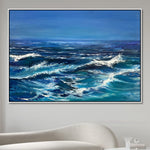 Oversize Canvas Art Ocean Painting Canvas Blue Wall Art Painting Unique Painting Original Artwork Frame Painting Creative Painting  | WAVE WHISPERS