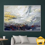 Abstract Colorful Paintings On Canvas Original Beige Acrylic Painting Minimalist Art Creative Oil Painting for Home | DEPTH OF NATURE 283 39.4"x55.1"