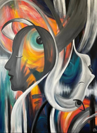 Invoice for stretched + white frame SOUL MATES in size 46"x34" for Ana