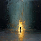 Invoice for stretched + gold frame painting The Passage in size 32"x32" for Damian