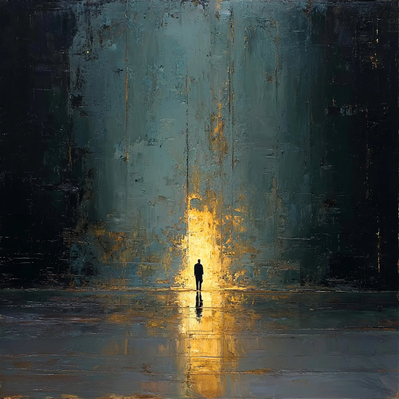 Invoice for stretched + gold frame painting The Passage in size 32"x32" for Damian