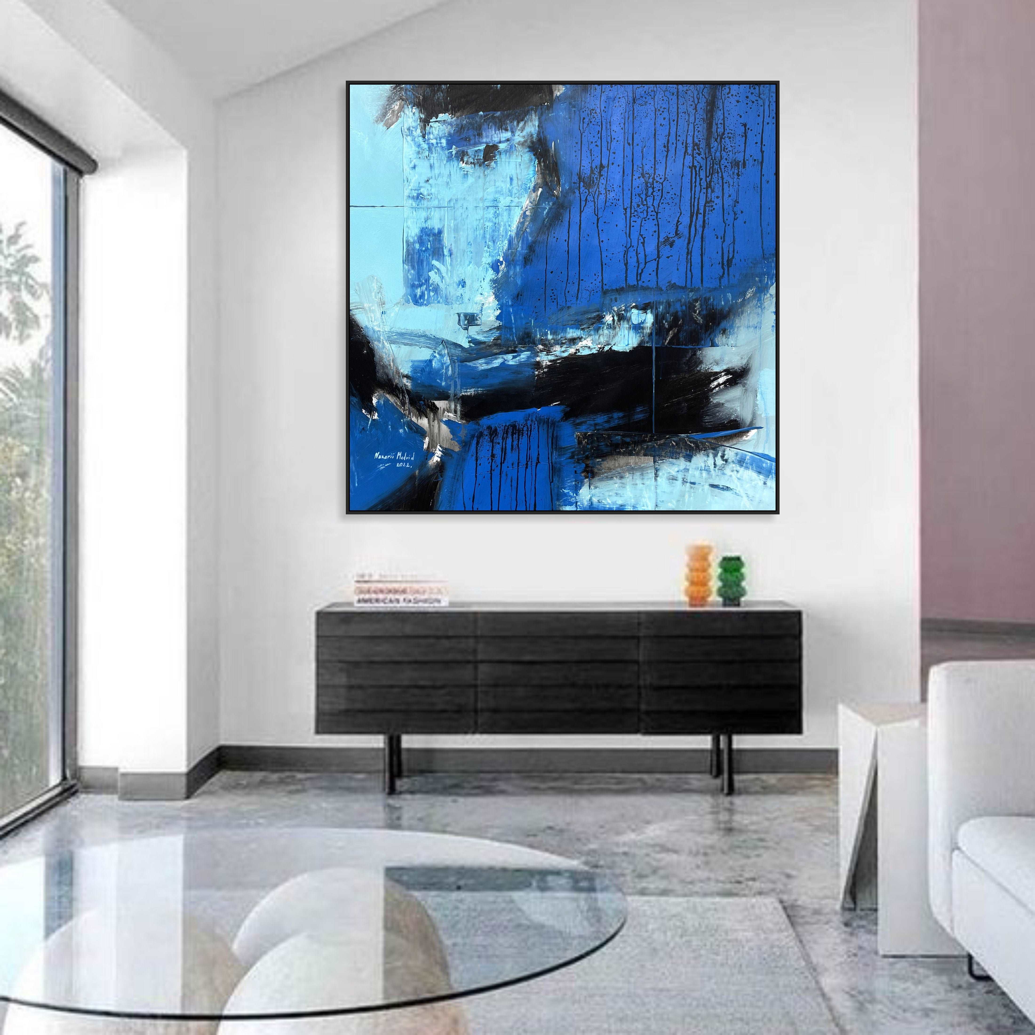 Abstract Blue Paintings On Canvas ASSOCIATION 215 27.5"x29.5"