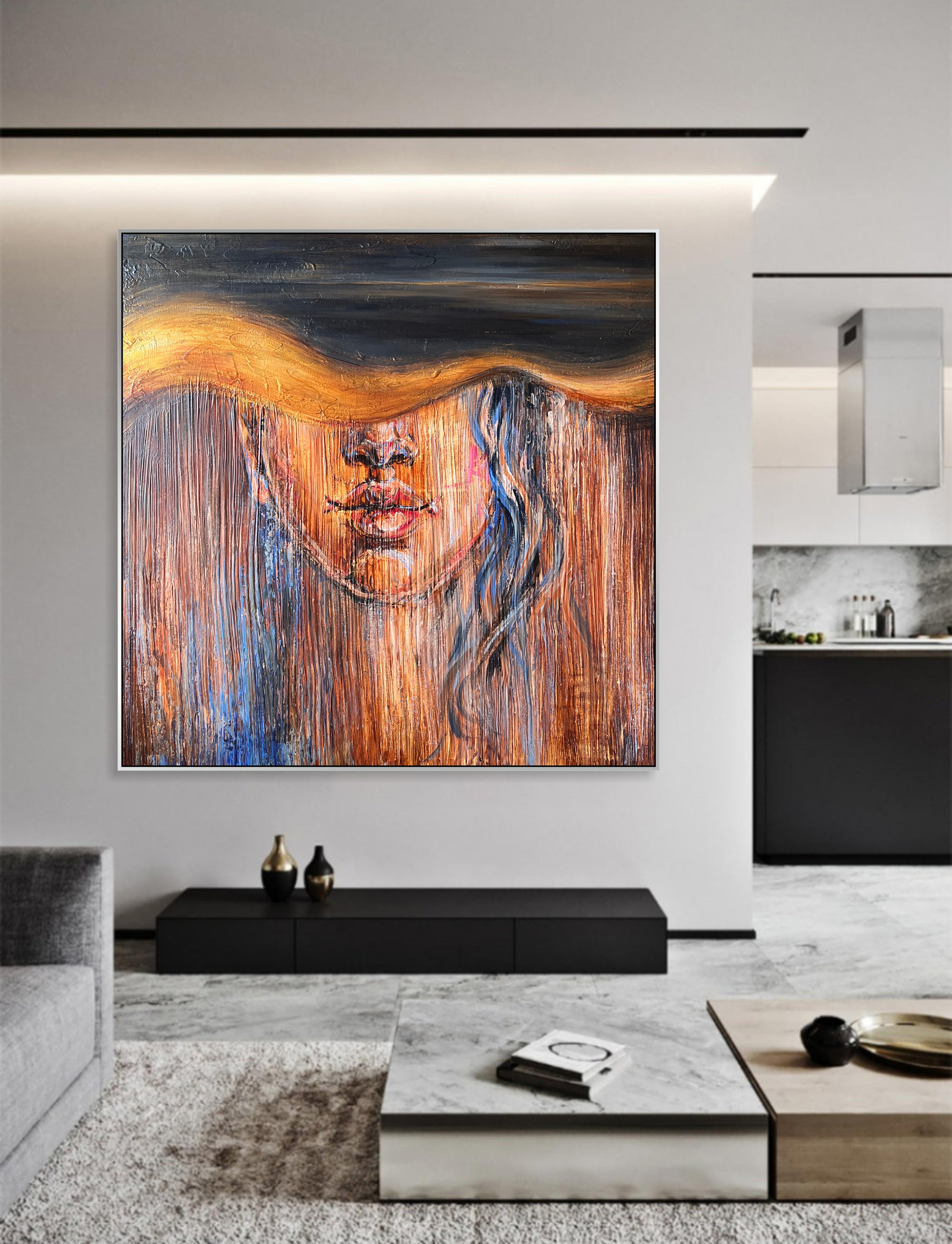 Large Abstract Painting On Canvas Figurative Painting Woman Unique Wal