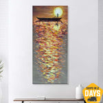 Colorful Painting Large Abstract Impasto Style Painting Unique Wall Art Creative Painting Men In A Boat Art Modern Painting Original | TWILIGHT'S TAPESTRY 60"x30"