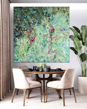Abstract Green Paintings On Canvas Modern Colorful Artwork Acrylic Brush Strokes Painting Original Textured Wall Decor for Home | GREEN EFFECT 50"x50"