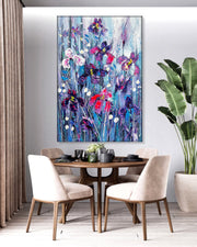 Original Abstract Flowers Paintings On Canvas Textured Floral Art Colorful Handmade Painting Creative Oil Artwork for Home Decor | FLORAL SERENADE 50"x34"