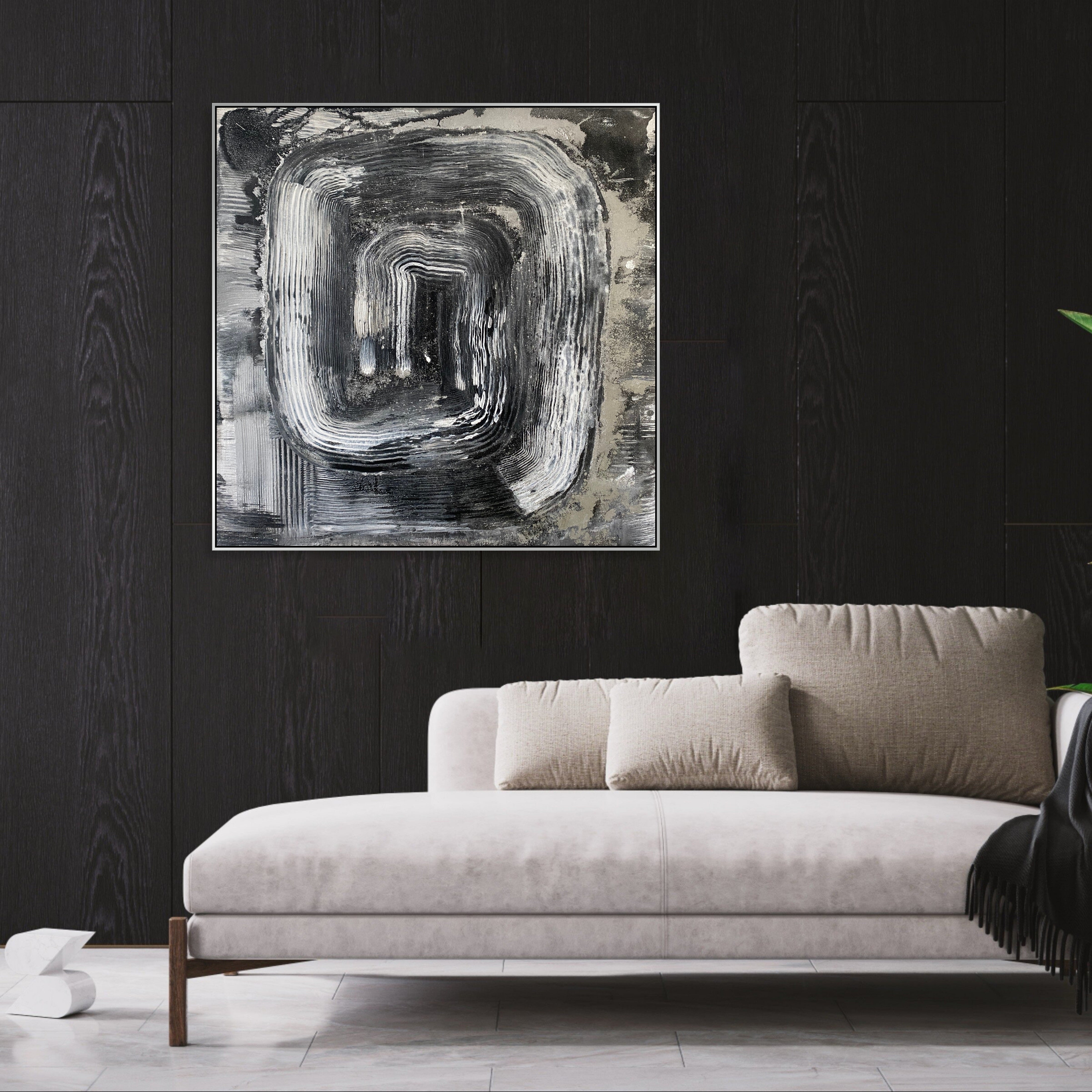 Abstract Gray Expressionism Original Abstract Grey Paintings On Canvas Monochrome Textural Depth ...
