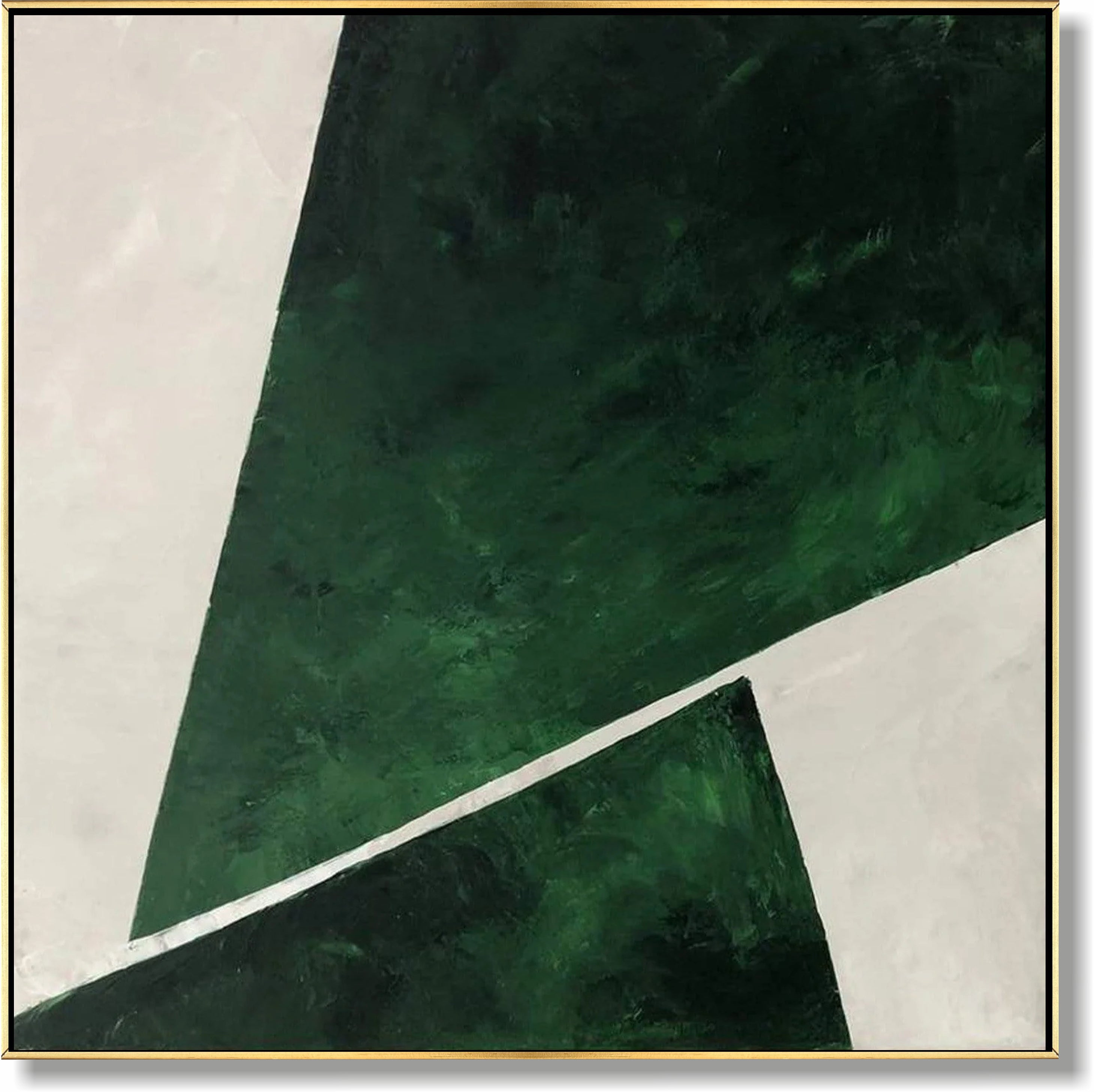 Large Green Abstract Painting on Canvas - Original Modern Geometric ...