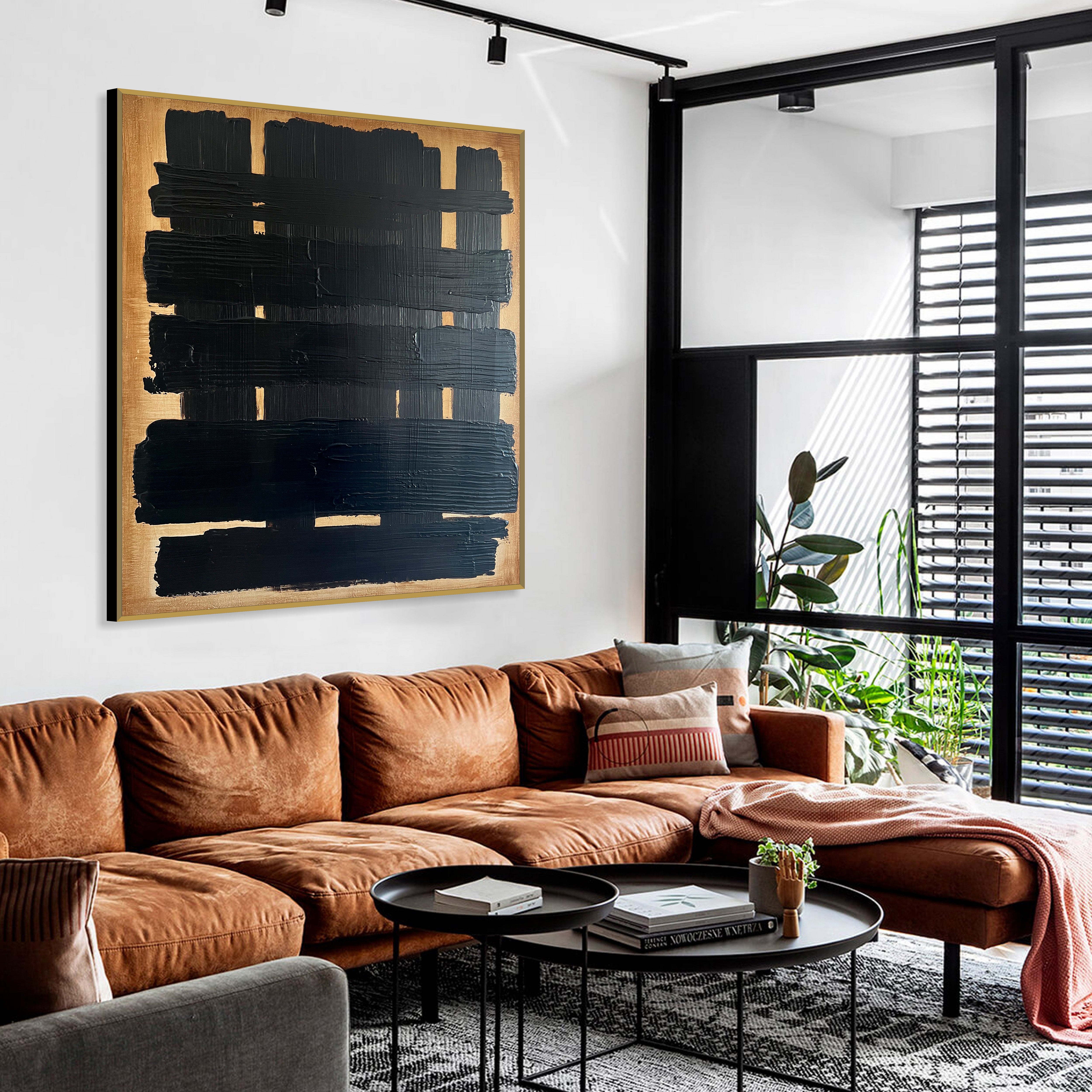 Geometric minimalist contemporary painting BLACK LATTICE