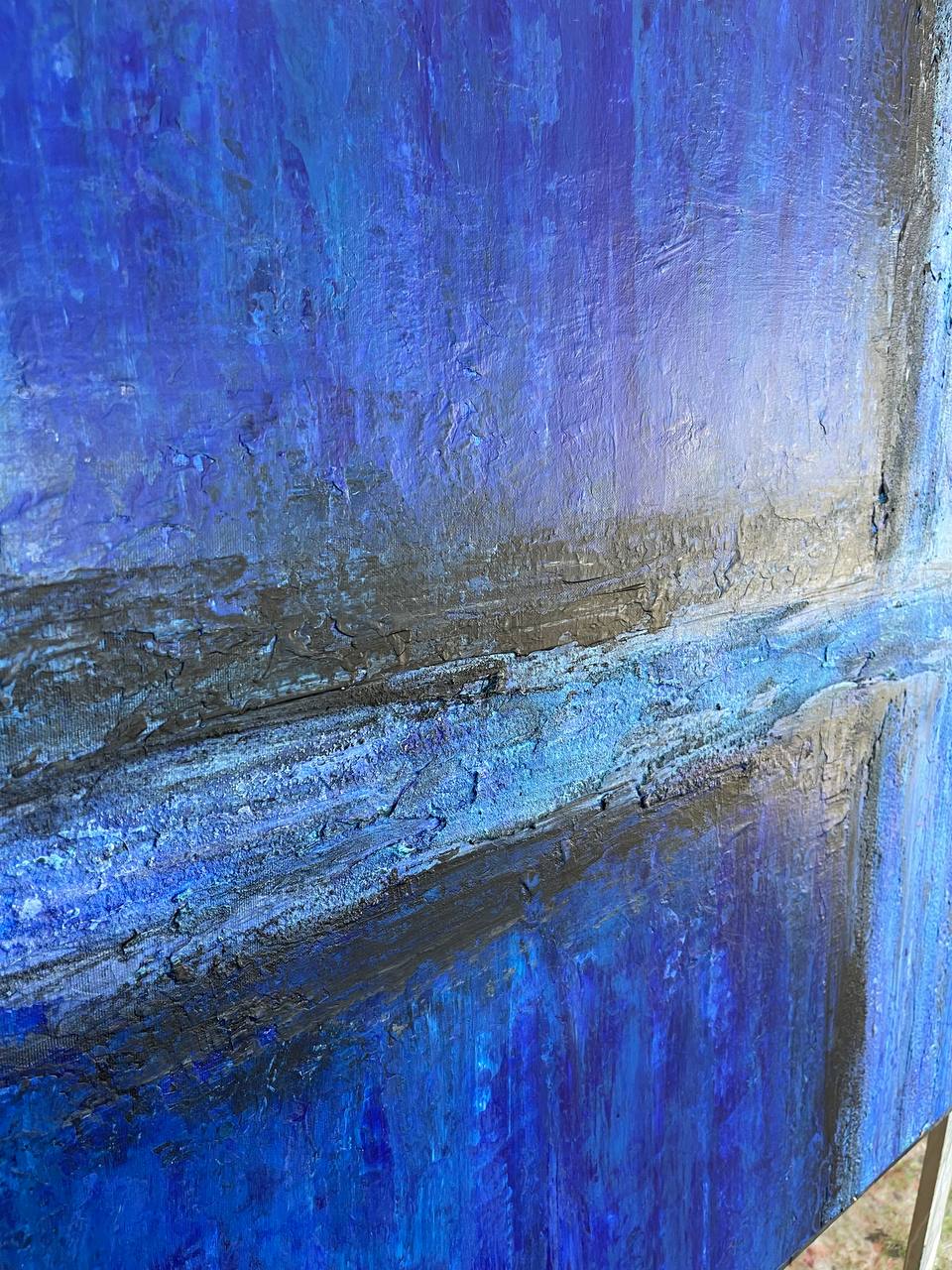 Original Light Blue Cross Acrylic Painting Modern Abstract Oil Wall Ar